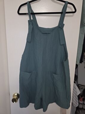 Emery Rose Teal Gauze Tie-Shoulder Romper Size Large